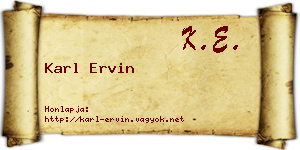 Karl Ervin névjegykártya